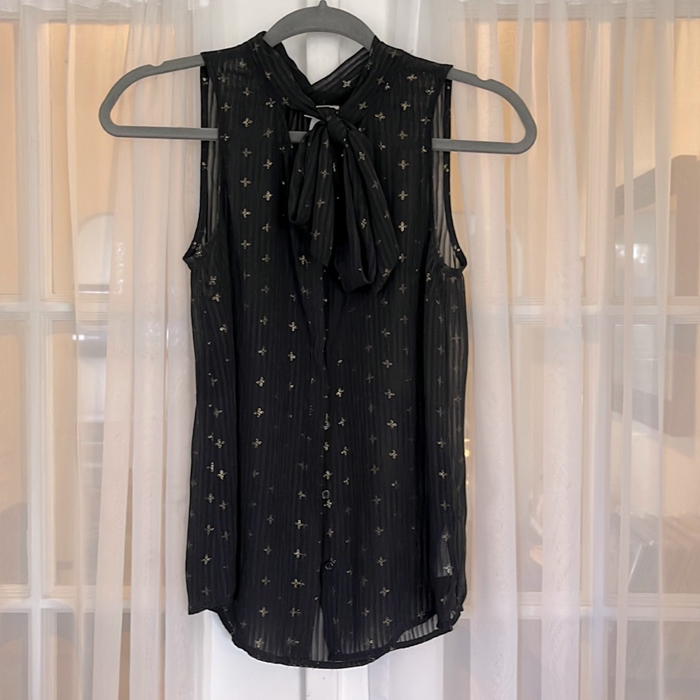Black & Gold Bow Blouse